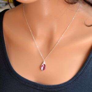 Magenta Keishi Pearl Pendant Necklace in Sterling Silver